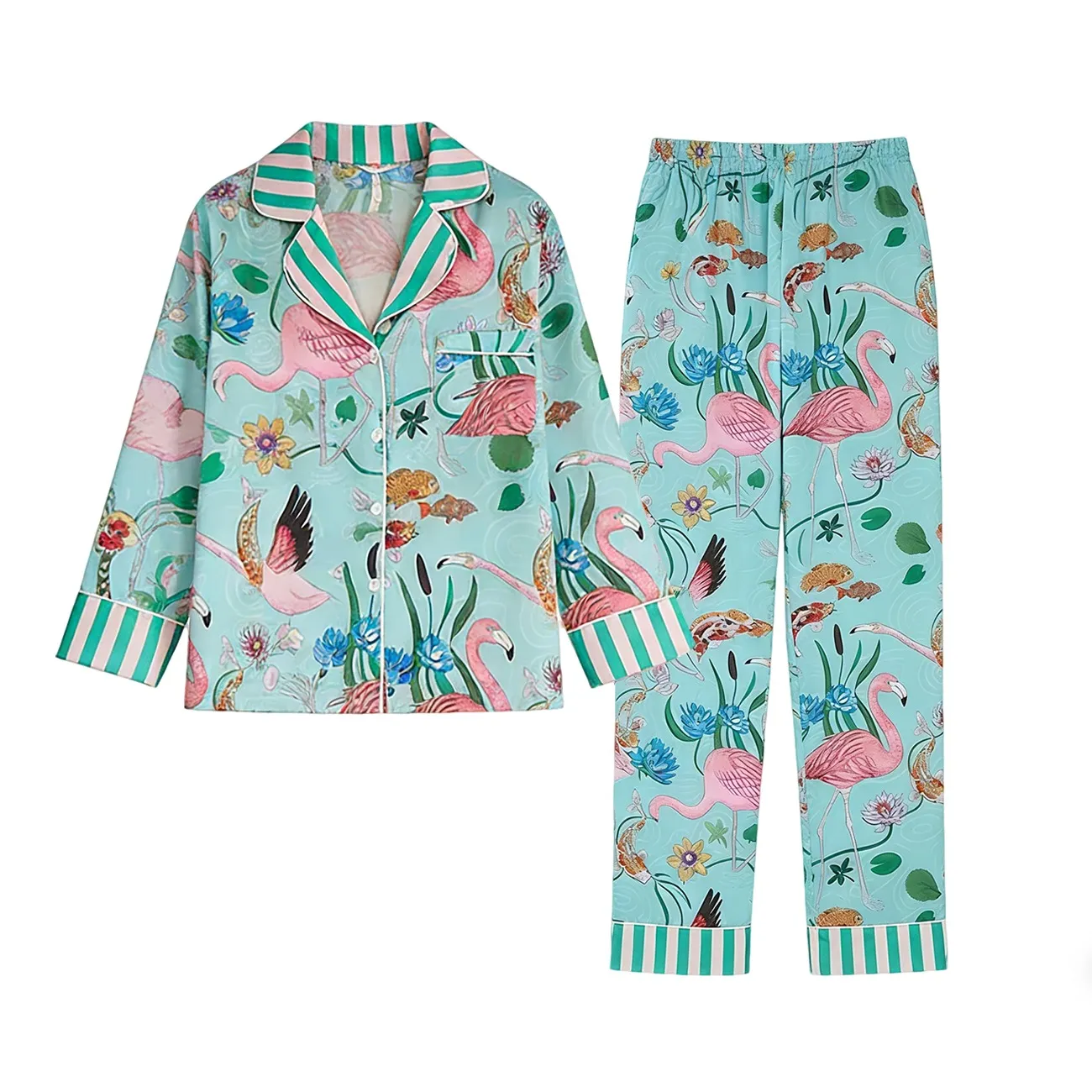 Hongbo Custom Logo Ice Silk Women Pajamas Set B2B Wholesale Luxury Sleepwear