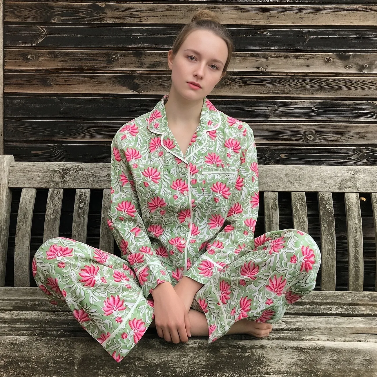 Custom Women Crinkle Cotton Gauze Pajamas Personalized Muslin Loungewear Wholesale