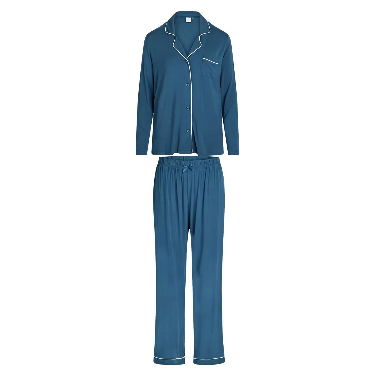 Custom 100 Percent Cotton Pajamas Women Two Piece Crew Neck Sleepwear OEM