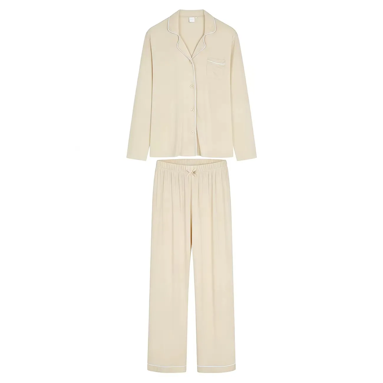 Custom 100 Percent Cotton Pajamas Women Two Piece Crew Neck Sleepwear OEM