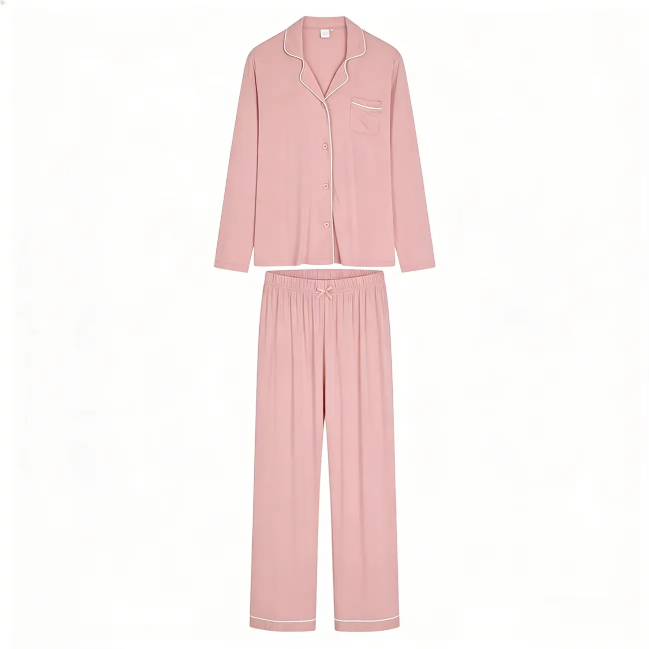 Custom 100 Percent Cotton Pajamas Women Two Piece Crew Neck Sleepwear OEM